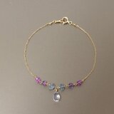 K18　ブルームーンストーンとカラーストーンのブレスレット