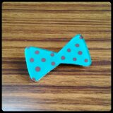 水玉りぼんブローチ【チョコミント】