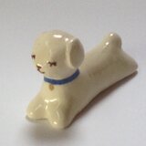 犬の箸置き/置物(青の首輪)