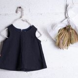 チュニック  コットンリネン 黒  80cm