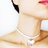 ピンクバタフライ ホワイトレザーチョーカー❤︎