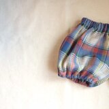 綿麻チェックのバルーンパンツ［90サイズ］