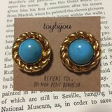 シャネルヴィンテージボタンピアス BL