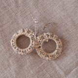 水玉蝶々のブローチ　ラメアイボリー