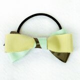 グログランリボン　ヘアゴム　ミント＆グレー【O4】