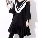 ●受注製作● 秋冬 膝丈ワンピース　厚手　三角衿ワンピ