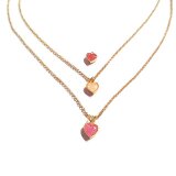 京都オパール一粒ネックレス（ミル打ちハート）