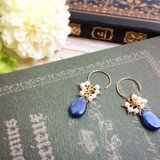 【14kgf】カイヤナイト×淡水パールのしゃらしゃらピアス