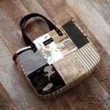 ヴィンテージティッキングパッチワークトートバッグ カモフラージュ リトアニア，チェコリネン レザー ミリタリー