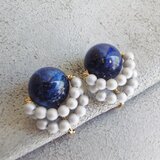 宇宙柄パールイヤリング・グレー