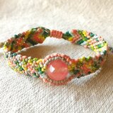 チェリークォーツのマクラメブレスレット bra029