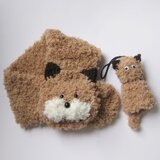 ニットマフラー&キーケースセット ねこ ブラウン