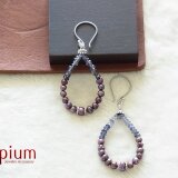 アイオライトとラズベリーカラーパールのフープピアス