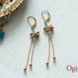 アパタイトとゴールドカラーパールのチェーンピアス