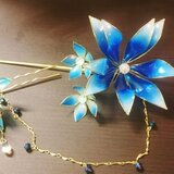 ディップアート簪　藍綾