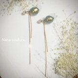 イラデサントグリーン 華奢チェーンピアス