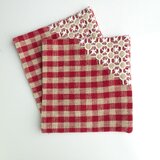 2枚setギンガムチェックの刺繍入りコースターＤＢＲ