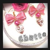 No.6リボンパールビジューリーフピアス