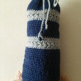 コットン&ヘンプ糸のペットボトルカバー（濃紺&グレー）