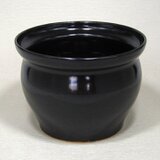 黒釉　丸壺植木鉢