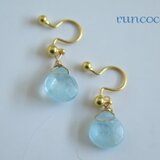 「再販！」「３月の誕生石」　輝くアクアマリン　マロン形　イヤリング 「金具選択制」