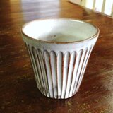 粉青沙器　線模様フリーカップ　白