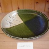 青織部網干文楕円皿