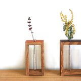 木とレザーの一輪挿し(大)