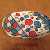 カラフル手描き模様の楕円皿