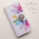 sunflower♡iPhone5,5s iPhone6,6sケース♡ビジュー付き♡