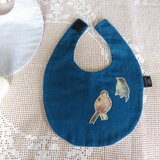 ベビーのための[OMEKASHI(おめかし)]スタイ。#ベビースタイ＃auxld fabric #オウルドファブリック　シアン