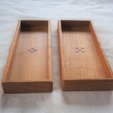 ペン皿　ナラ材２木象嵌４つデザイン