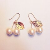 コットンパールさくらんぼピアス