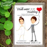 選べる額付＆送料無料☆似顔絵ウェルカムボード【LOVE balloon B（A3）】