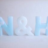 イニシャルcandle３点set＜ブルー・＆＞【受注製作】