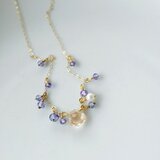 14K　オレゴンサンストーンとタンザナイトのネックレス