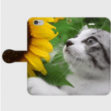 ニャン吉手帳型スマホケース【ひまわり】＊受注製作＊iPhone Galaxy Xperia ARROWS AQUOS