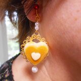 送料無料・美味しそうなハート型ホットケーキのイヤリング