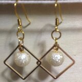 スクエア×パール ピアス