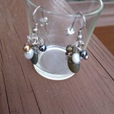 自然石と淡水パール18K のピアス