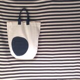 上質国産リネン&レザーのトートバッグ（オフホワイト&ブラック）小　no.6