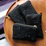 素朴なコインケース// Black // ヘリンボーンツイード