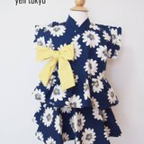 マーガレット柄 子供浴衣ドレス