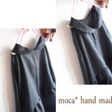 【受注製作】w50ドロップショルダーリネン襟付き（割れ襟）ワンピース★黒