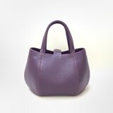 【牛革】丸みのあるフォルムがかわいい！トートバッグ（むらさき）＊受注製作＊の画像