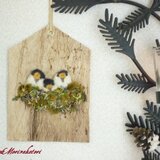 こうぞ紙の小鳥のインテリアフレーム（シジュウカラのひな）