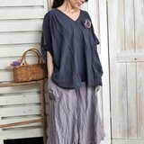 ワッシャーリネンふんわりギャザーシャツ [受注製作］