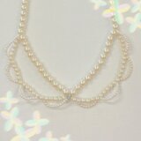 ふりふりフリルのつけ襟風パールネックレス