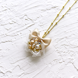 リボンタルトネックレス【ミルクティー】