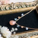 オレンジムーンストーンとレインボームーンストーンのネックレス